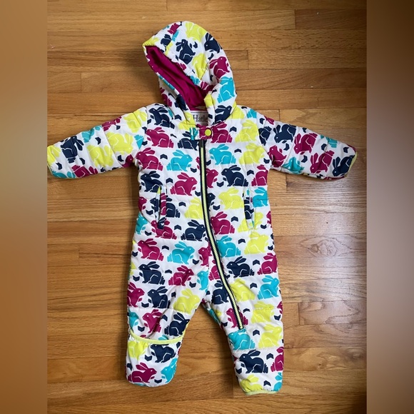 Hatley Snow Suit w/ bunnies - hand & feet covers, hood- Size 12-18 months